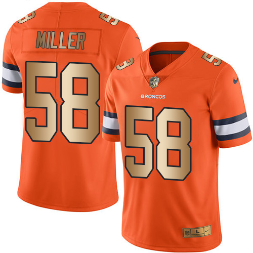 Nike Broncos #58 Von Miller Orange Men's Stitched NFL Limited Gold Rush Jersey - Click Image to Close